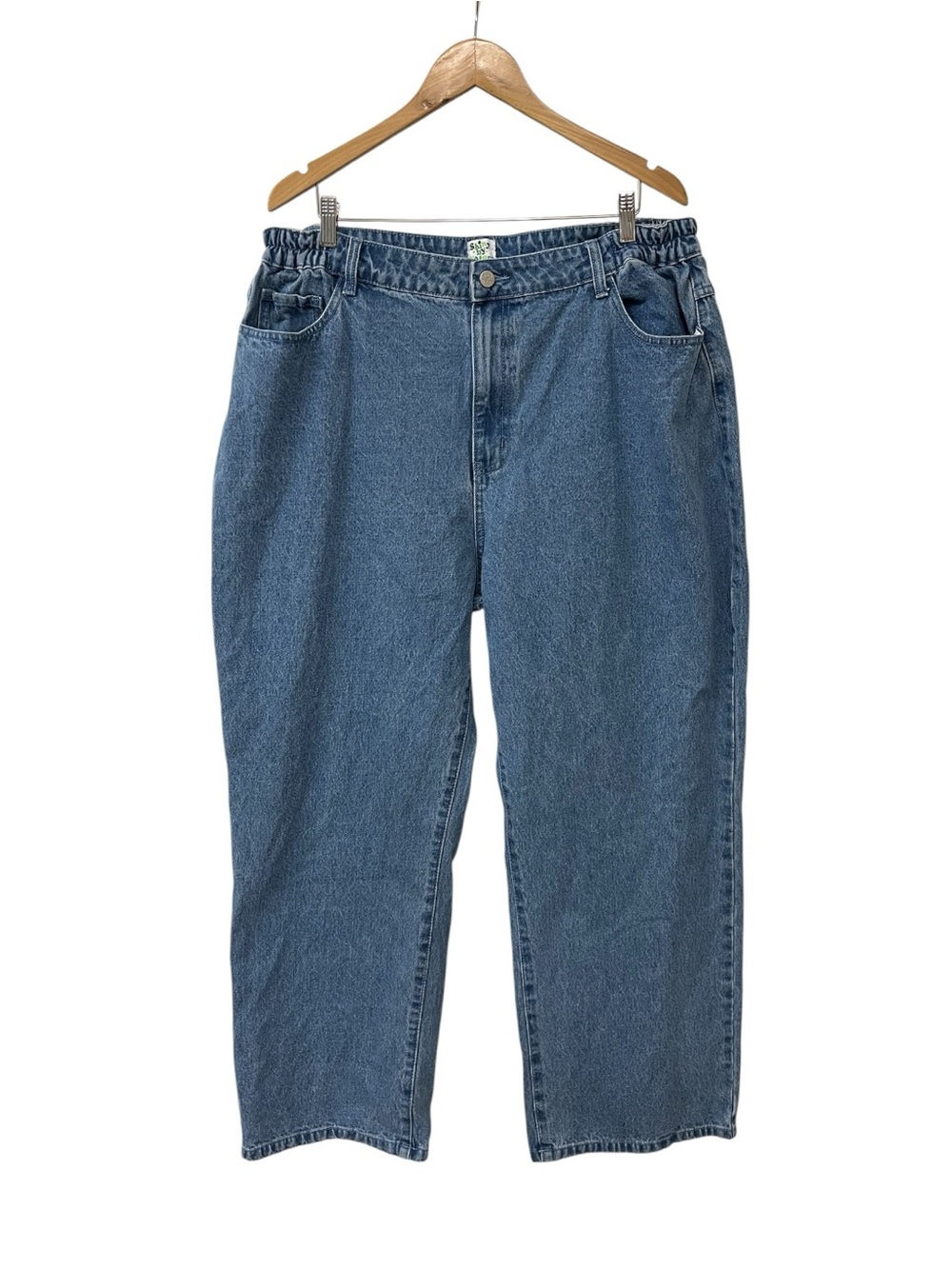 Shiny by Nature Jeans Womens 2X Wide Leg Cropped High Rise Curvy Elastic Waist